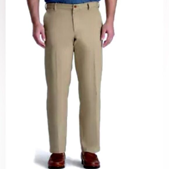 IZOD Saltwater Flat Front Slim Fit Chinos in Khaki Tan Men’s 33 - Picture 1 of 8